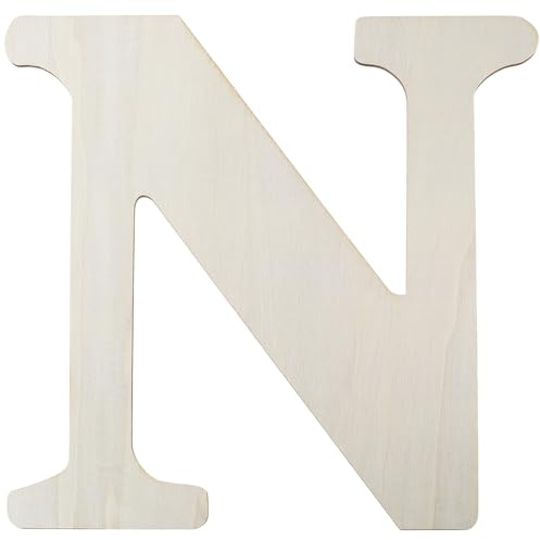 SOFPLATE Letra N de Madera de 15.5 x 15 pulgada Letras Del Alfabeto de Madera Tablero MDF Pintable Blanco Antiguo Palabras Del Alfabeto En Blanco Sin Terminar para Proyectos de Manualidades de Bricola