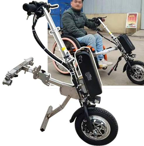 WhFKLca Handbike Eléctrica para Silla de Ruedas, Convertir Silla de Ruedas Manual en Eléctrica, 500 W, Batería De 17 Ah Y 48 V, Alcance De Crucero: 65 Km, 3 Velocidades/con Luz Delantera + Trompeta B