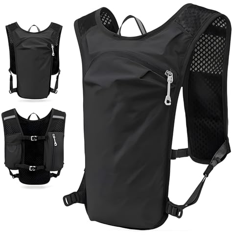 Qixuer Zaini da Corsa, Zaino Trekking, Zaino con Gilet da Corsa Leggero per Donna Uomo Campeggio Arrampicata all'aperto Escursionismo Ciclismo Bicicletta Nero
