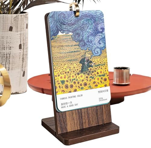 Calendario da scrivania – 10,5 x 20 cm, calendario da tavolo con fiori, planner per pittura a olio, planner mensile per organizzare la scuola, casa, posto di lavoro, pianificazione della tavola, amici
