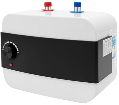 Genomströmningsvärmare mini 220 V 1 500 W liten varmvattenberedare, 6 l, trycktålig, omedelbar varmvattenberedare med LED-temperaturindikator varmvattenberedare för handtvättställ, badrum, kök