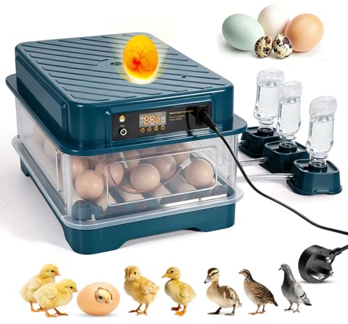 24 Egg Capacity Dual Electric Automatic Egg Incubator, Auto Egg Turner | 3 Water Bottles for Automatic Humidification, Egg Candler for Infertile/Dead Eggs