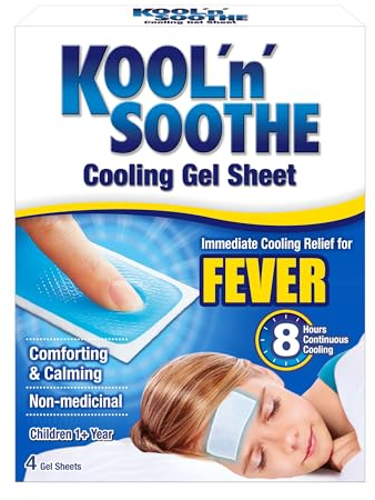 KOOL 'N' SOOTHE Fever Cooling Gel Sheets/Family Pack - 8 Pack/Children 1+ Year/Immediate Cooling Relief for Fever