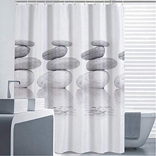Duschvorhang 240x200 Textil Grau Pebble Schimmelresistenter und Wasserabweisend Shower Curtain mit 16 Duschvorhangringen