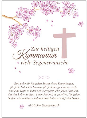 Einladungskarten Manufaktur Hamburg Glückwunschkarte Kommunion mit Umschlag/mit schönem Text/Kommunionskarten/Karte für Glückwünsche/Feier