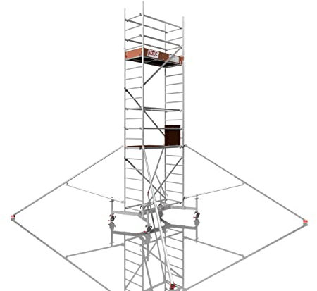 ALTEC Rollfix® 1.0 600 | 6m AH | Rollen (Ø150mm) | teleskopierbare Traverse | Dreieckausleger | Made in Germany | TÜV | belastbar 200kg/m² | Alu | Norm - DIN EN 1004-1 | Baugerüst | Fahrgerüst
