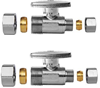 2-Pack EFIELD Straight Stop Valve 1/2 Nominal (5/8 OD) Compression x 3/8 OD, 1/4-Turn,(VALVE122-2PCS)