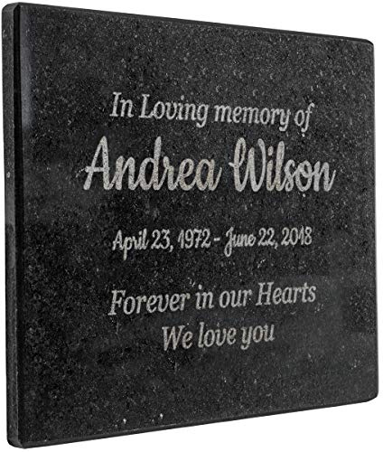 Customized In Loving Memory Black Granite Memorial or Sympathy Gift. Offered in a Variety of Sizes to Meet your Needs and Budget (8 x 6 x .4)