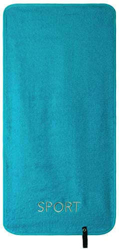 Brandsseller – Toalla de deporte con logotipo deportivo bordado, 100% algodón, rizo de calidad, 40 x 80 cm, color turquesa