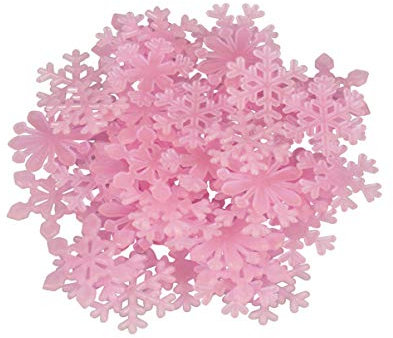 VALICLUD 50 adhesivos de pared que brillan en la oscuridad, copos de nieve, fluorescencia 3D, copos de nieve, decoración para ventanas (rosa)