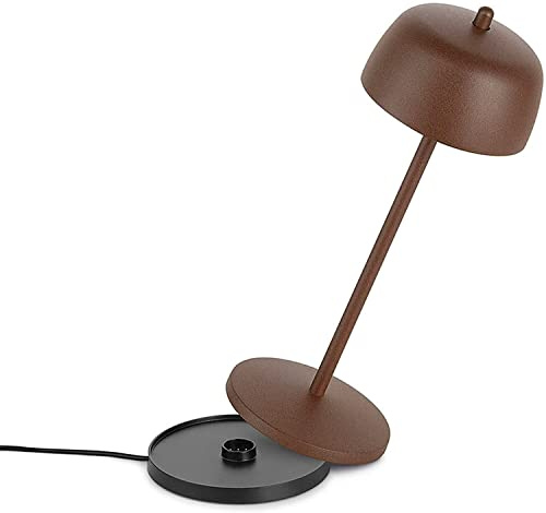 Theta Dimmbare LED Akku Tischlampe Indoor & Outdoor IP65 - Kabellose Aufladbar Tischleuche im Italienischem Design, 2700-4000K, 9-24 Std. Designed by Zafferano LVL (Corten)