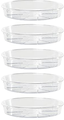Kalapanta - Lot de 5 Soucoupes pour Pots de Fleurs Transparentes en Plastique résistant, Forme Ronde pour intérieure ou extérieure (Ø 12 cm)
