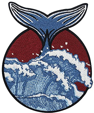 Finally Home Waves & Whale Patch för strykning | vågor och vallappar, havsvågor stryklappar, maritim strykbild, haj fisk patch
