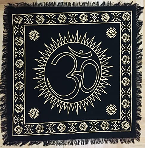 Indian Consigners OM Aum Altar Tuch Hexerei Hexerei Tischdecke Ändern Heilig Tischtuch Spirituell Buchstabieren18 (Schwarz Gold OM)