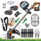 Decespugliatore a Batteria Tagliabordi a Batteria, 3 in 1 Tagliaerba Elettrico Senza Filo, Indicatore di Potenza a LED, Tagliaerba a Batteria con 2 Batteria, per Prato, Giardino, Nero e Arancione