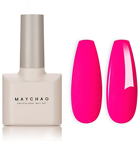 MAYCHAO Gel Nail Polish 15ML Hot Pink Gel Nail Polish, Soak Off UV LED Nail Varnish Nail Art Starter Manicure Salon DIY at Home, 0.5 OZ
