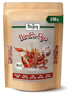 Biojoy EKO Bird’s Eye-chili, hel och torkad, 150 g | Från Uganda, extremt stark, Capsicum frutescens L.