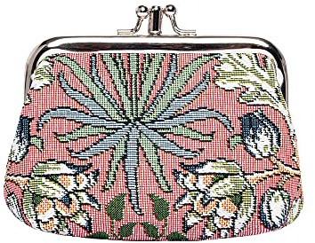Signare Gobeläng söt utsökt dubbel ficka kyss lås myntväska för kvinnor med William Morris design (William Morris Hyacinth, FRMP-HYACIN), Hyacint, Ram handväska