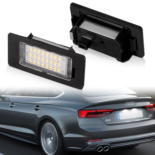 POPMOTORZ LED Kennzeichenbeleuchtung, 2 Stücke LED Nummernschildbeleuchtung für A-udi A1 S1 A4 B8 8K A5 A6 C7 A7 VW GOLF 6 Variant J-etta Passat 3C B6 Shara-n SEAT Alhambra 2 Ibiza Skoda Oktavia 3