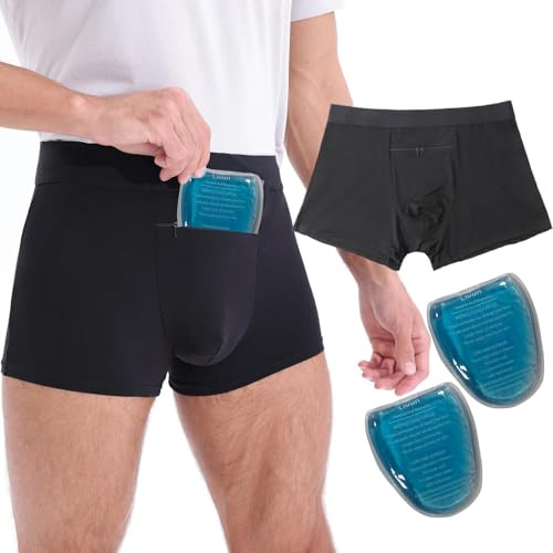 Liuun Vasectomy Jockstrap & Briefs - Mens Support Underwear With 2 Ice Packs - Black, Small