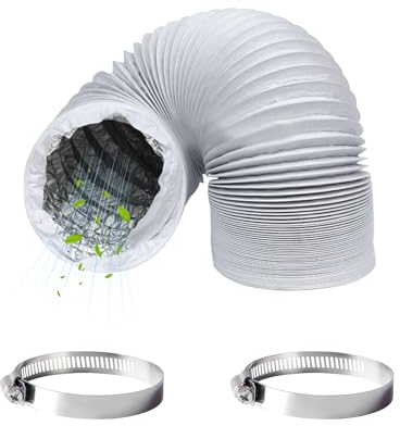 RYAN Tuyau Evacuation Seche Linge Tuyau D'évacuation Flexible en Aluminium PVC Tuyau de Ventilation avec 2 Colliers de Serrage et 1 Ruban AdhéSif pour Salle de bain Cuisine Sèche (Ø100mm /3m)