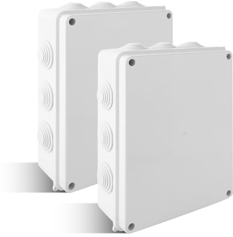 JMIATRY 2 Piezas Caja De Distribución De Superficie Blanca 255x200x80mm Impermeable IP68 Caja Eléctrica ABS
