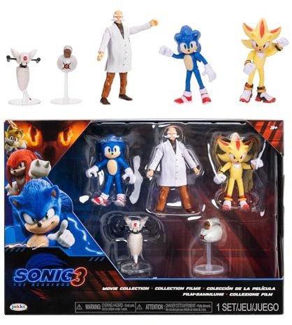 Sonic The Hedgehog - Licence Officielle - Jakks Pacific - Lot Figurines Vague 3-6,5 cm - Figurines Articulées Sonic 3 avec Détails Fidèles - Collection Enfants Fans Jeux Vidéo - Accessoires Inclus