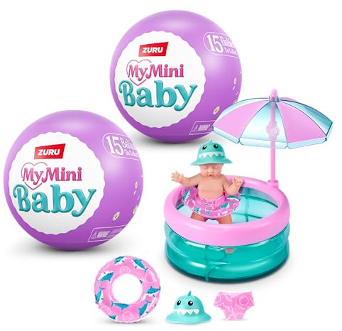 My Mini Baby Serie 2 de ZURU, cápsula misteriosa Coleccionable, Juguete para niñas, bebé Realista en Miniatura, Kit de Juego y Accesorios (2 cápsulas)