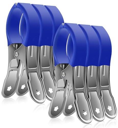 Vicloon Mollette Grandi, 6 Pezzi Acciaio Inox, 12cm, Blu