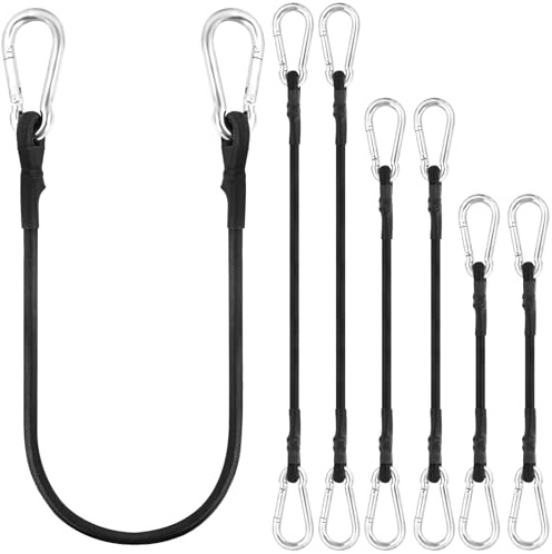 Flintronic Elastisk rem med krokar, elastiska rep, 6 st, 8 mm x 45 cm, justerbar elastisk rem, för cykel motorcykel bagagefixering