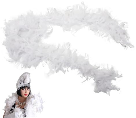 Hbbgdiy Boa à plumes blanches de 2 m de long, déguisement boa à plumes moelleuses et douces pour les fêtes, les festivals, la fierté.