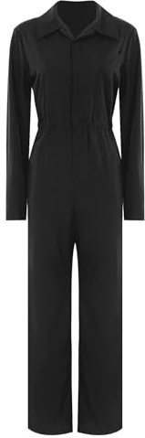 Kaerm arbetsoverall dam hantverk långärmad arbetskläder onepiece hantverkare rallykombi overall verkstad mekaniker arbetskombi skyddsoverall jumpsuit, svart, S