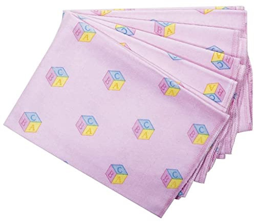 BABY-PLUS Molton Tuch 37x37cm,ABC-rosa 5er Pack