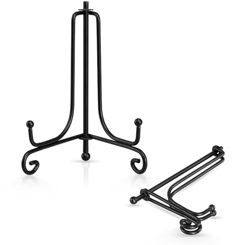 (4 pack)Iron Display Stand, Black Iron Easel Plate Display Photo Holder Stand, Displays Picture Frames, Decorative Plates, Tablets and Art 4 Inch
