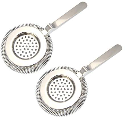 Lot de 2 Passoires à Cocktail Professionnelles pour Shaker et Verre à Mélange, Acier Inoxydable 304, Encoche de Stabilité Intégrée, Accessoire Mixologie (4 Couleurs Disponibles)