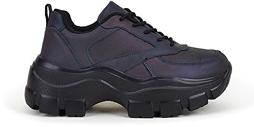 LUCKY STEP Baskets à Plateforme Chunky pour Femme (Charbon, 8.5US-39EU-6UK)
