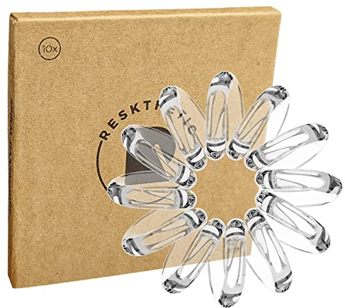 Reskthetic - kleine hochwertige Spiral Haargummi, schonend zum Haar, nachhaltig, umweltfreundlich, (Telefonkabel, Zopfgummis) für Mädchen & Frauen/Damen (Transparent, 10 x 2,5 cm)