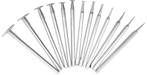 13 Pcs 2.35mm Shank T Shape Head Diamond Grinding Burr Drill Bits Sets Engraving Carving Polishing Glass Jade Stone Drill Bit for Rotary Tools