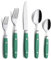 ANNOVA Silberbesteck Set 20 Stück Edelstahl Farbe Griff mit Niete (Green, 20 Pieces)
