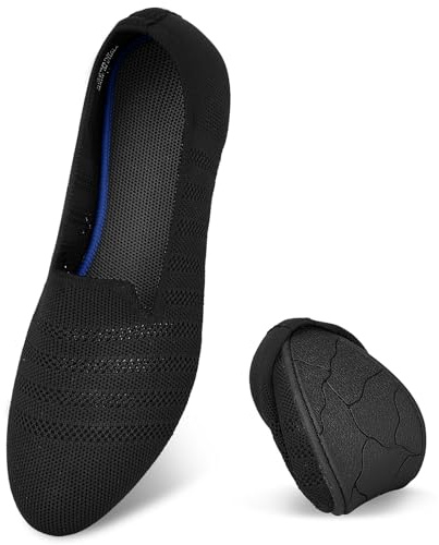 Puxowe Ballerines Femme Chaussures Élégantes Slip-on Confortables en Tricot Ballerina Plate pour Femme 37.5 EU Black