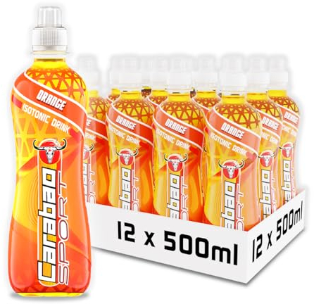 Carabao Sport Energy Drink Orange, 12 x 500ml Bottles Case, Isotonic, Electrolytes, No Aspartame, B Vitamins B6 B12, Sports Drink, Hydration, Performance, Fruit Flavour, Vegan, Bulk Crates, Multipack