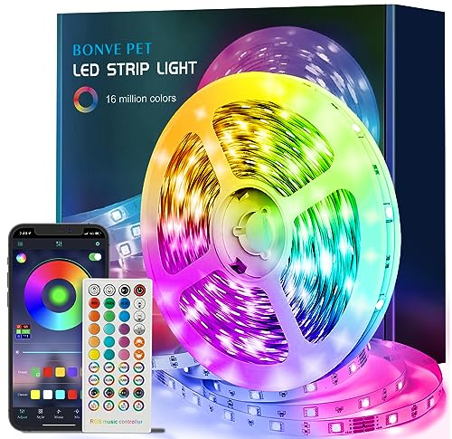 Led Strip 10m(1Rolle), Led Streifen mit Fernbedienung und App, 16 Mio. Farben, Led Lichterkette Sync mit Musik, LED Band für Zimmer Küche, Party