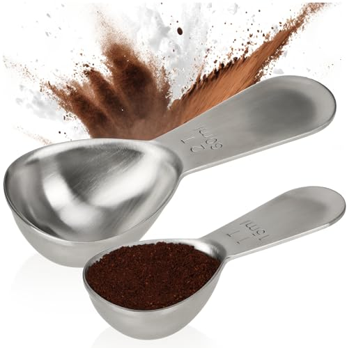 COM-FOUR® 2x misurini da caffè in acciaio inossidabile - misurini in due dimensioni - misurini con manico ergonomico - misurini per cucinare e cuocere al forno (color argento - 30ml + 15ml)