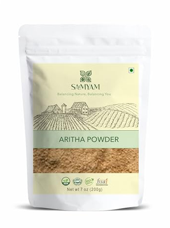 SAMYAM Aritha/Reetha-pulver (tvättnöt) (Sapindus Mukorossi) - 200 g förpackning | naturlig hår- och hårbottenrengöring