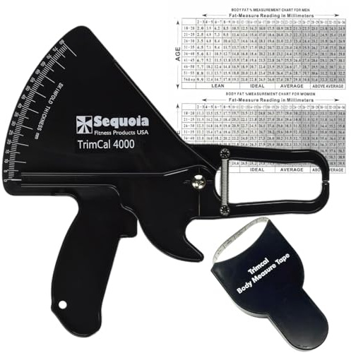 Sequoia Trimcal 4000 Caliper with Tape Measure - Precision (Double-Sided Design) for Fitness Tracking - Black and Black