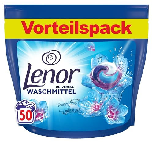 LENOR PODS® Universal Waschkapseln Vollwaschmittel 50 Waschladungen, Aprilfrisch, Langanhaltende Frische Und Geruchsentfernung Bei Kaltwäsche