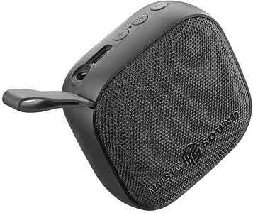 Music Sound - Mini - Enceinte Bluetooth - Puissance de 3 Watts - 4 Heures d’autonomie - Compacte et Portable - Finitions en Tissu Doux et coloré - Noir