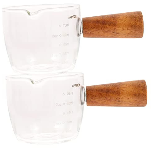 GREENADSCAPE Lot De 2 Bocaux À Sauce En Verre, Tasse À Lait, Pichet À Sirop, Tasse À Mousse, Pichet À Lait En Verre Transparent, Tasse À Lait Anti-Brûlure, Pichet À Crème En Verre, Verre À