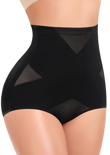 YARRCO Culotte Gainante Femme Ventre Plat Culottes Sculptantes Taille Haute Gaine Amincissante Invisible Panty Gainant Shapewear Slips Minceur Body Shaper (#1 Noir Mixte,M)