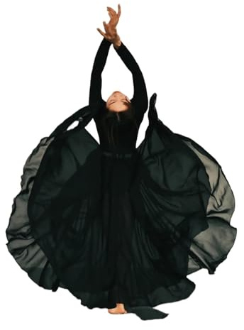 WDSBZNB Gonna a Ruota Intera Abbigliamento da Danza Classica for Donna Gonna Lunga Solida Abbigliamento Elegante Gonna Ampia a sbalzo Abbigliamento da Pratica di Balletto Moderno(Black,540length85)